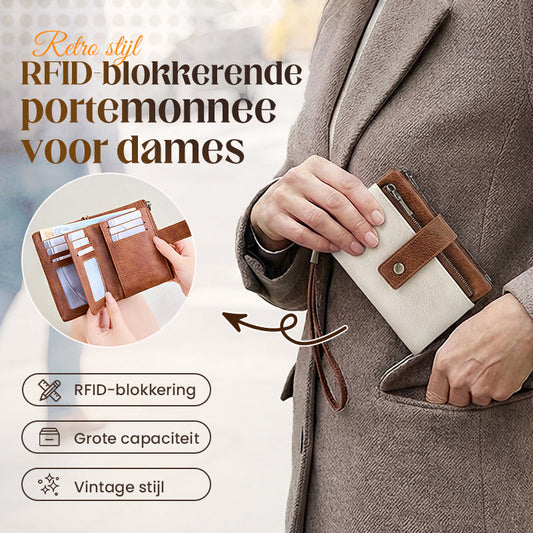 👜🔐Retro RFID-blockerende Tri-fold Portemonnee voor Dames – stijlvol, ruim & veilig