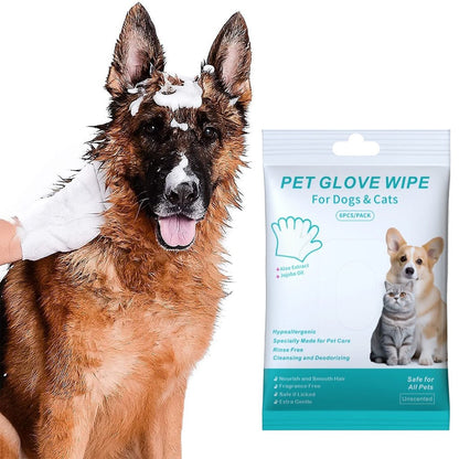 🔥Hondenshampoo-handschoenen zonder spoelen – Hypoallergene baddoekjes voor huisdieren, 6 stuks