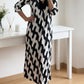🌸Vroege Lente Sale 50% KORTING!🔥 Casual Chique Maxi-jurk – V-hals, Middellange Mouwen, Perfect voor Elke Dag ✨