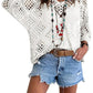 ⏰ 50% korting 🔥 Hot Sale - Dames top in bohemian stijl met beige haakwerk en V-hals