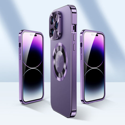 Dubbelzijdige geëlektroplateerde glazen magnetische telefoonhoes