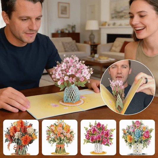 💞2-in-1 cadeau en decoratie voor elk moment 🌸 3D bloemenboeket pop-up kaart