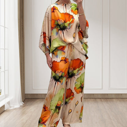 💕💕💕Elegante tweedelige set met aquarel bloemenprint voor dames in grote maten