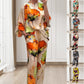 💕💕💕Elegante tweedelige set met aquarel bloemenprint voor dames in grote maten