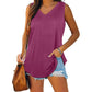 Allesomvattend V-Hals Effen Kleur Tanktop