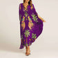 Elegante losse V-hals bedrukte jurk voor dames
