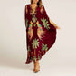 Elegante losse V-hals bedrukte jurk voor dames