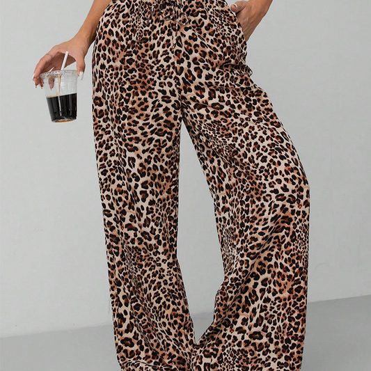 🔥Korting 50% Dames Luipaardprint Wijde Broek Comfortabel Slank Passend