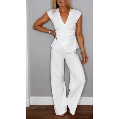 🛍️Limited Time 49% OFF💋Women's Elegant V-Neck Top & Pants Set