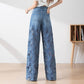 🔥 50% uitverkoop zomer Damespantalon met hoge taille en blauwe denim broek met brede pijpen en uitgesneden kanten panelen