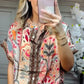 ✨Damesgedrukte top- en breedbeenbroek 2-delige set