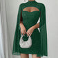 💃2026 Nieuwe collectie 50% korting💥Damesjurk met ribstof, cut-out en chiffon cape