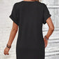 👗Dames modieuze, veelzijdige jurken in effen kleur met opgerolde mouwen, knopen en V-hals
