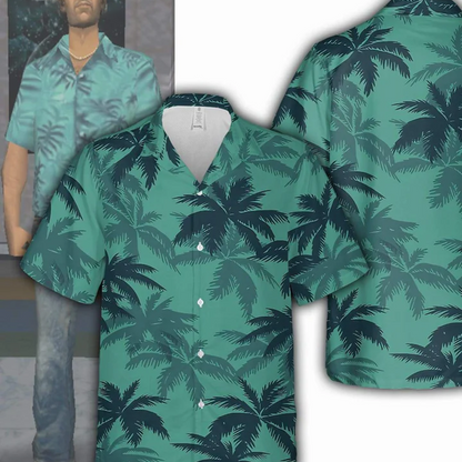 🌞Fris De Lente In Met 50% Korting!🌴"Vice City" Edition Tropisch Overhemd - Iconische GTA-Stijl - Perfect voor de Zomer - Ademend & Comfortabel
