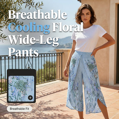 🌸 Bloemen Wijde Broek met Hoge Taille – Luchtig, Comfortabel & Perfect voor Warme Dagen 🌬️