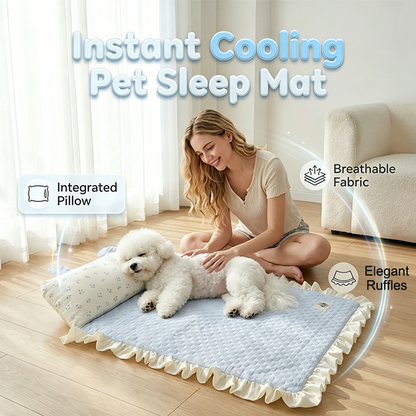 🐾Verkoelende Huisdierenmat met Kussen – Ademend Zomerbed voor Kleine Honden en Katten