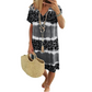 Casual damesjurk met tie-dye en luipaardprint en V-hals.