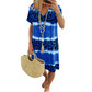 Casual damesjurk met tie-dye en luipaardprint en V-hals.